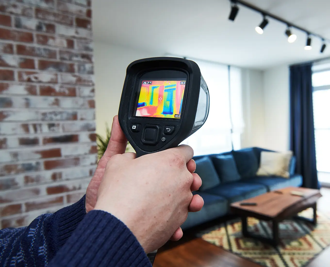 technician using a thermal camera for a home energy audit