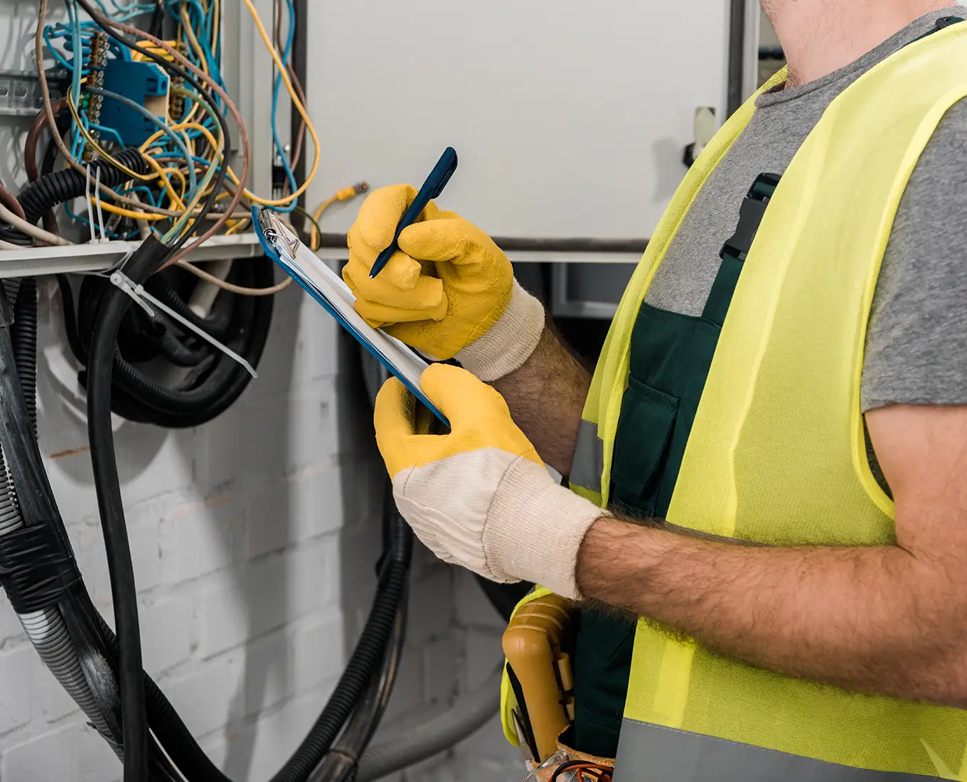 electrician surveying electrical wiring for safety in O'Fallon IL