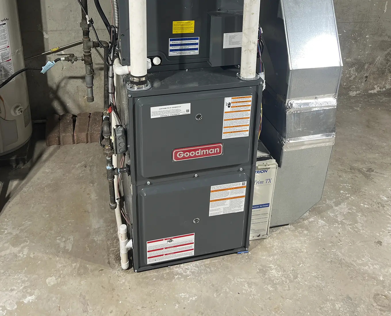 High-efficiency gas furnace system installed in a Belleville, IL basement for dependable winter heating.