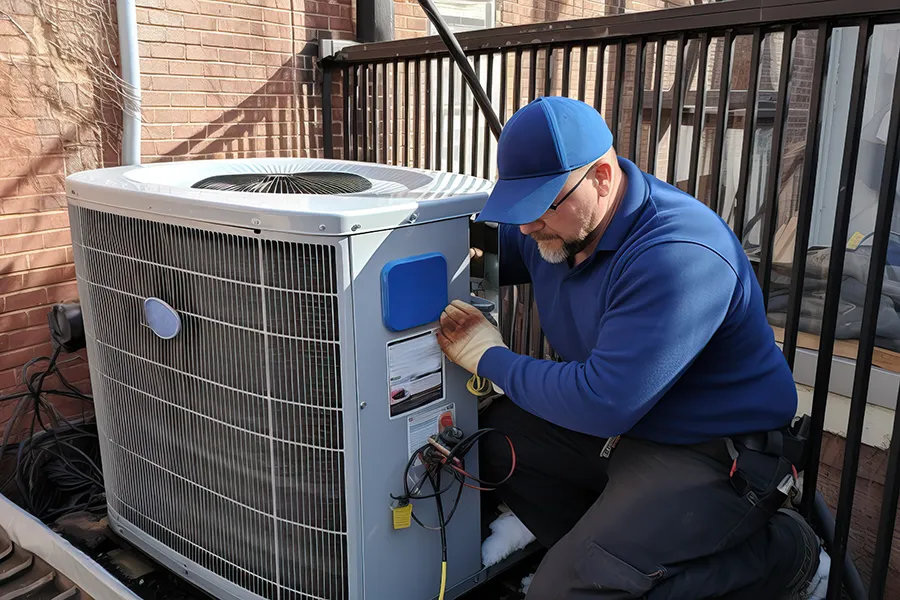 Installation of Outdoor Unit of Split System for Private House Cooling in o'fallon il