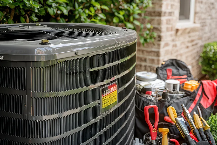 Skilled HVAC Technician Working on Air Conditioning Repair in o'fallon il