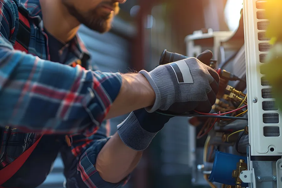 Skilled Technician Expertly Repairing Air Conditioning System in o'fallon il