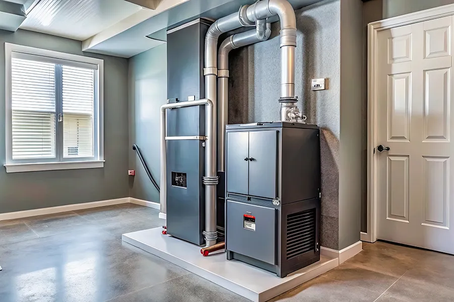 furnace being professionally installed in a home in o'fallon il